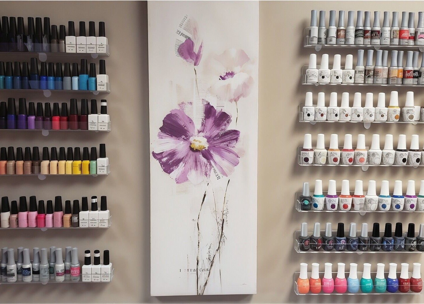 Colorful nail polish display at Dream Nails and Spa, St. John's, Newfoundland and Labrador, CA.