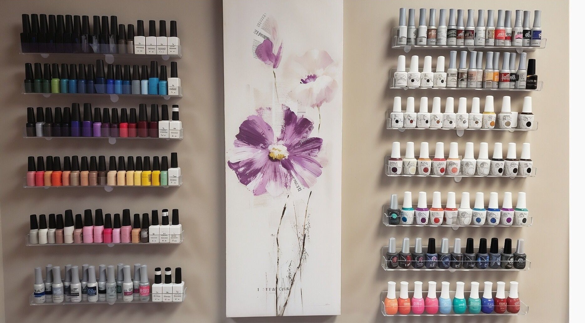 Colorful nail polish display at Dream Nails and Spa, St. John's, Newfoundland and Labrador, CA.