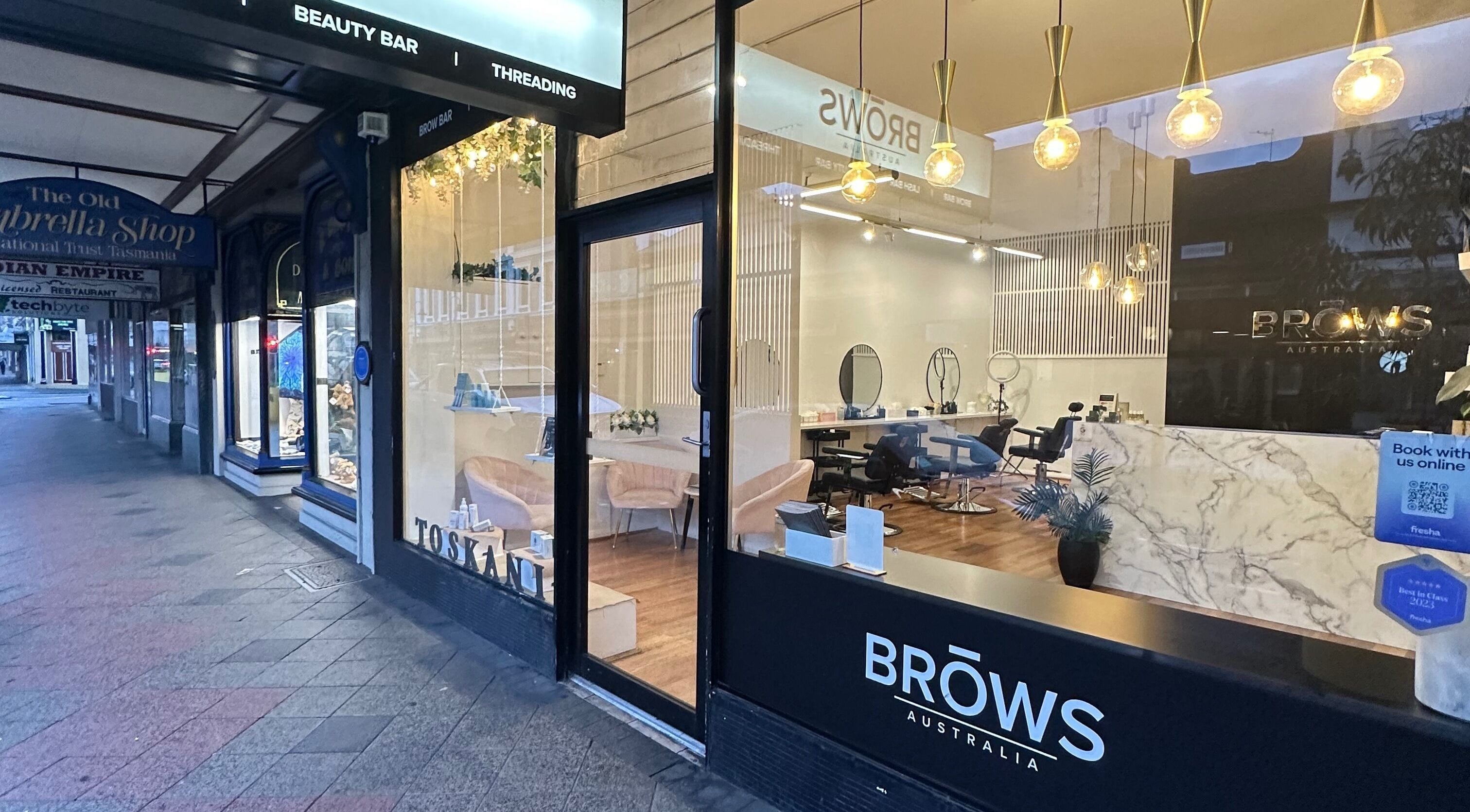 Front view of Brows Australia -Launceston, a stylish beauty salon in Launceston, Tasmania, AU.