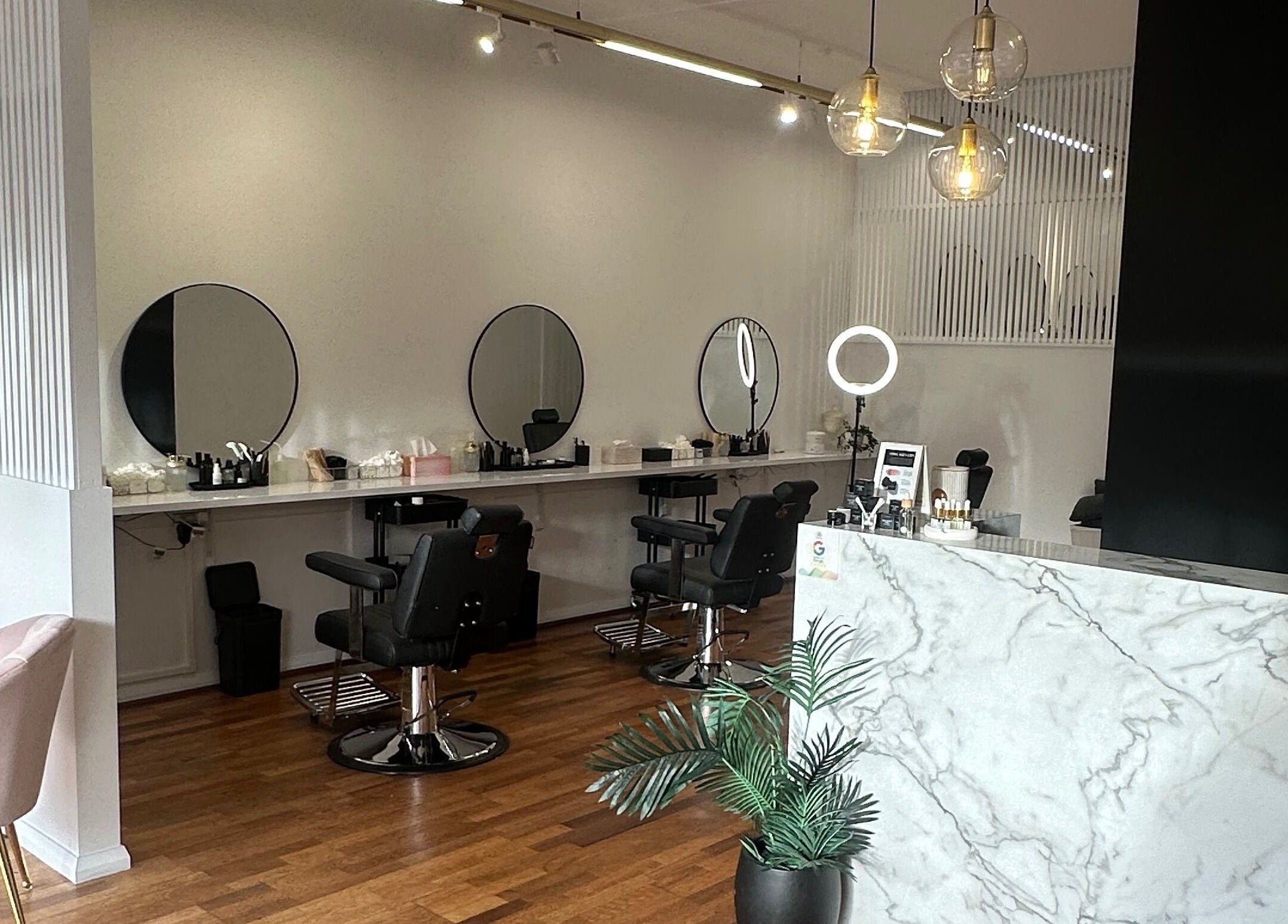 Elegant interior of Brows Australia-Launceston, featuring beauty chairs and mirrors, Launceston, Tasmania, AU.