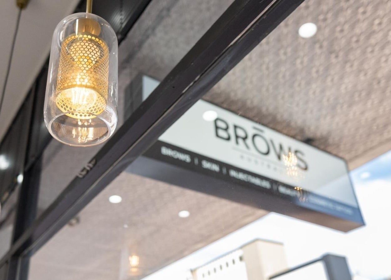 Bright lights at Brows Australia -Launceston entrance in Launceston, Tasmania, AU, inviting warmth and elegance.
