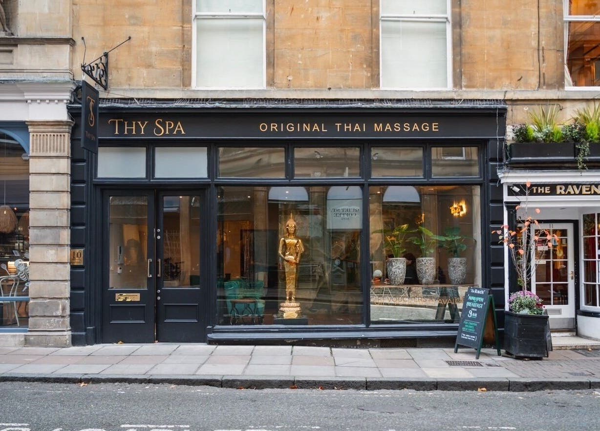 Elegant facade of Thy Spa Bath in Bath, England, GB, showcasing original Thai massage offerings.