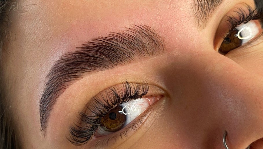 Close-up of perfectly shaped eyebrows and lashes at Muse - Ballyclare, Ballyclare, Northern Ireland, GB.