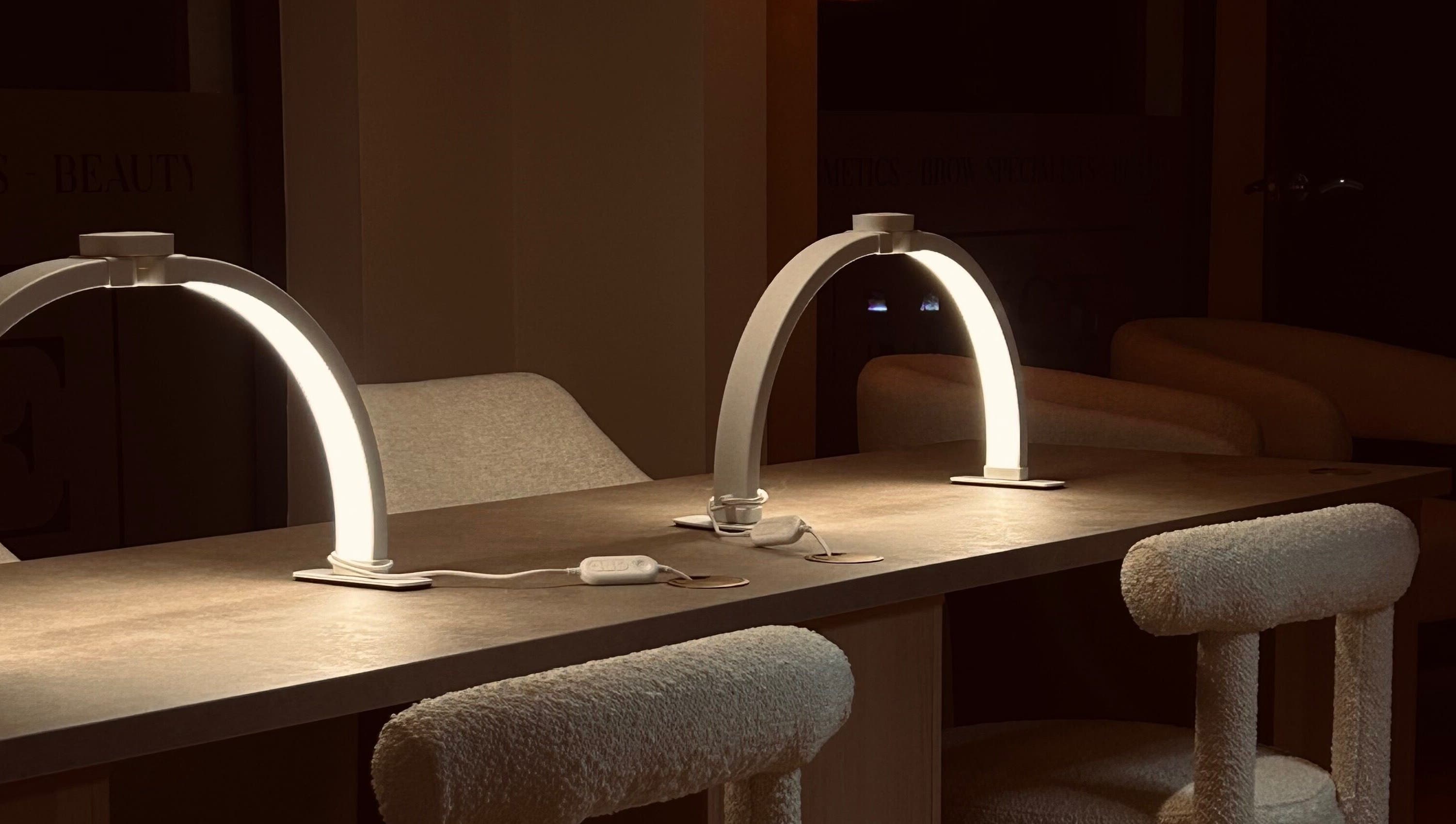 Modern nail station with minimalist lighting at Muse - Ballyclare, Ballyclare, Northern Ireland, GB.