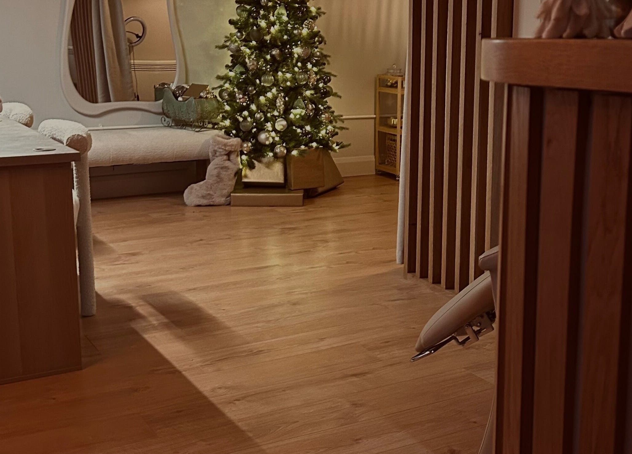 Cozy lounge at Muse - Ballyclare with Christmas tree, located in Ballyclare, Northern Ireland, GB.