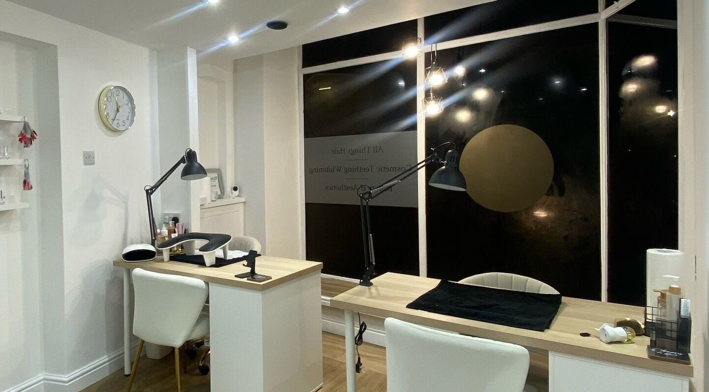 Ophelia’s salon - Beauty by Marcia in Oswestry, England, GB features a chic nail station with modern decor.