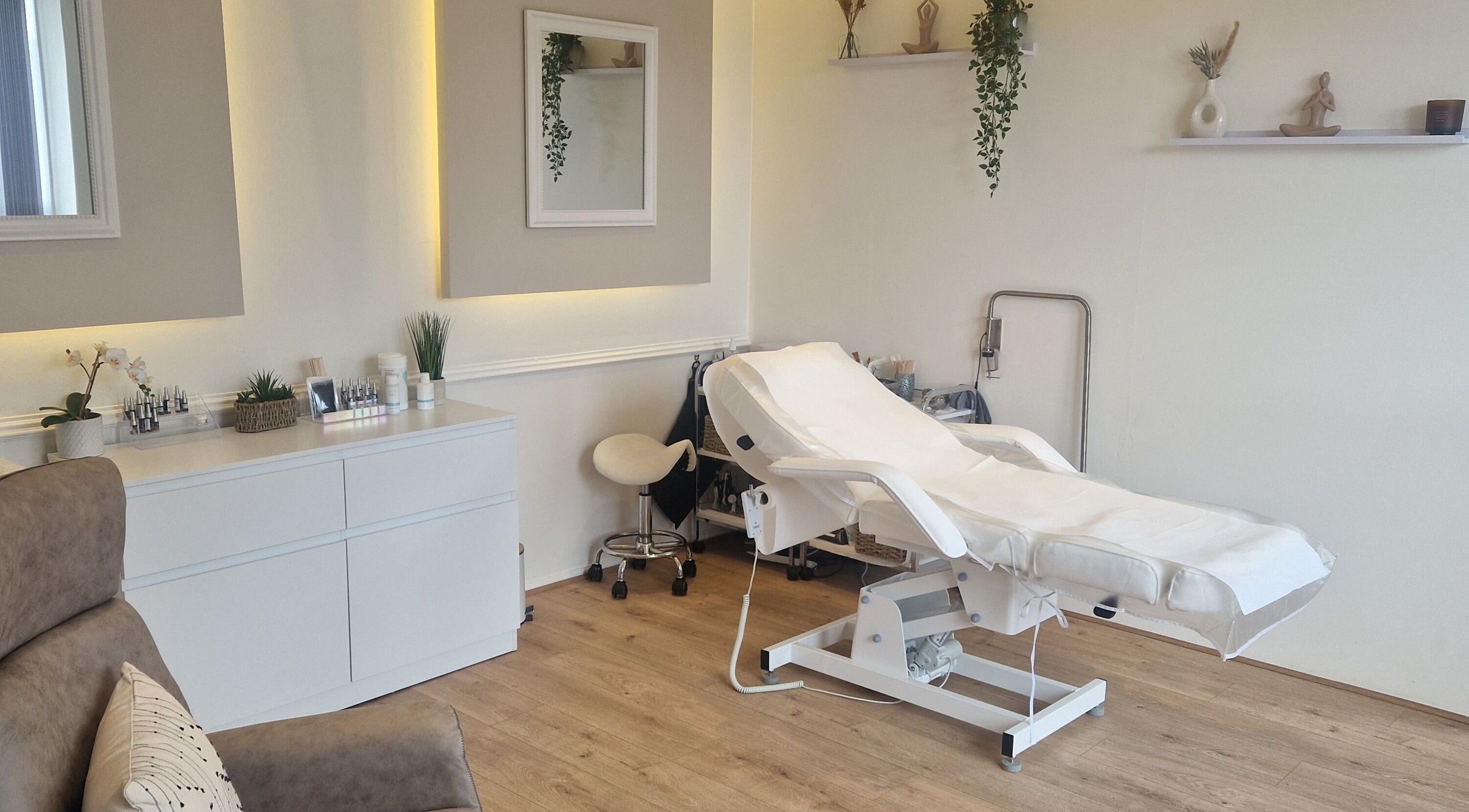 Relaxing treatment room at Joanne Helen Beauty & Aesthetic Clinic in Great Harwood, England, GB.