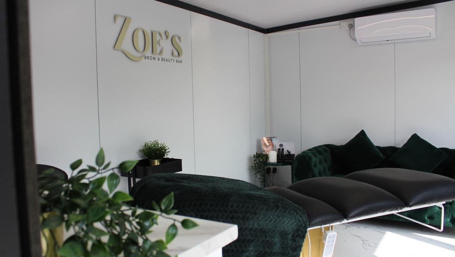 Modern interior at Zoe’s Brow and Beauty Bar in Colchester, England, GB, featuring sleek furnishings.