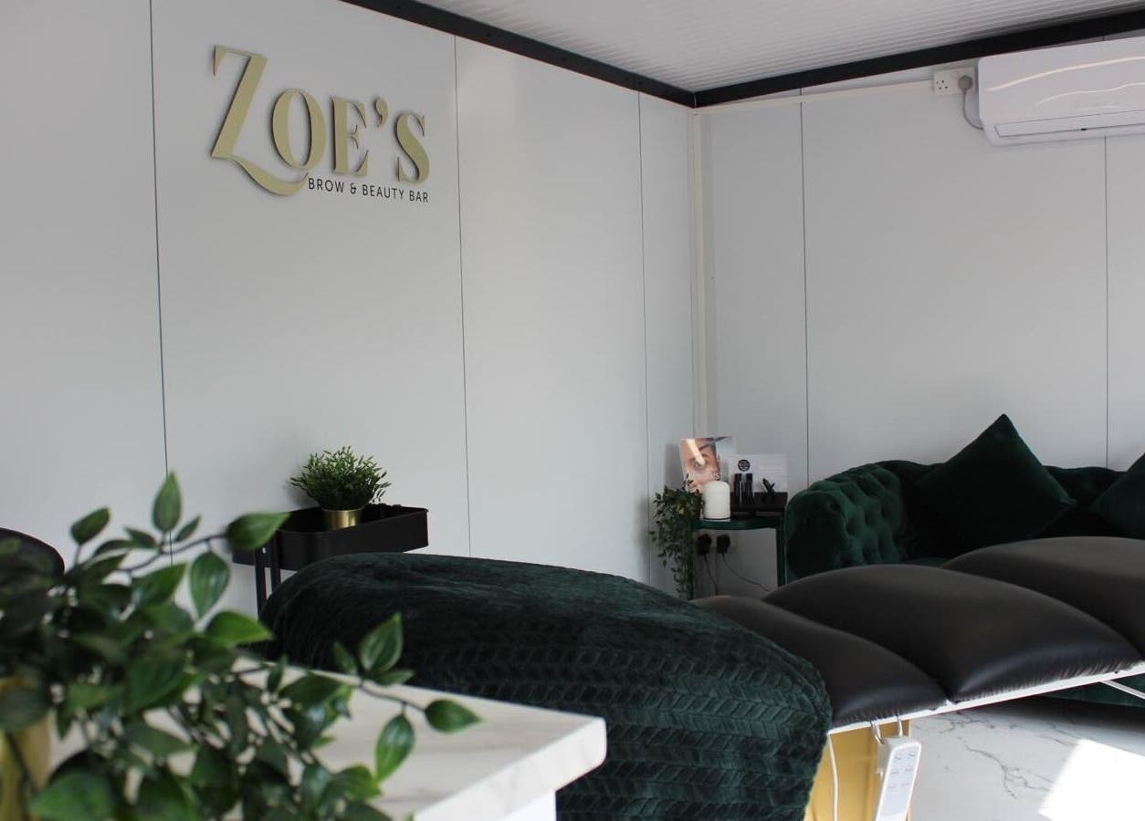 Modern interior at Zoe’s Brow and Beauty Bar in Colchester, England, GB, featuring sleek furnishings.