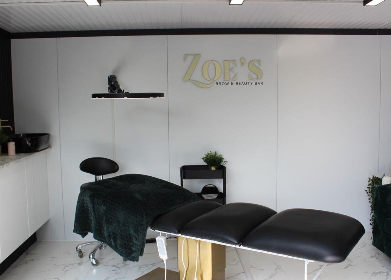 Interior of Zoe’s Brow and Beauty Bar in Colchester, England, GB, featuring a modern treatment room.