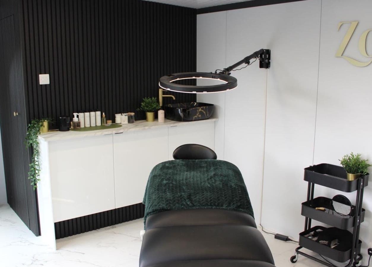 Interior of Zoe’s Brow and Beauty Bar in Colchester, England, GB featuring a modern treatment room.