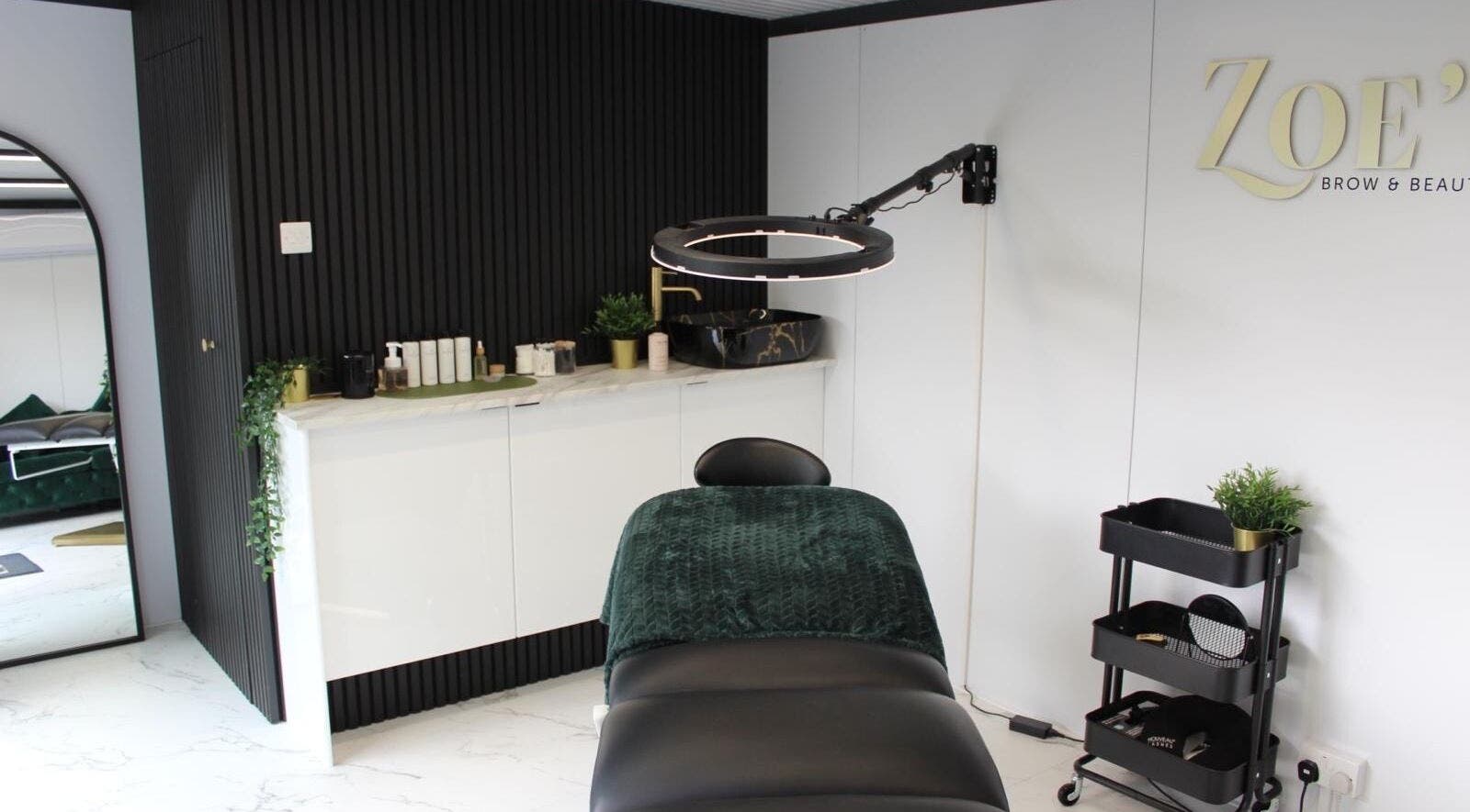 Interior of Zoe’s Brow and Beauty Bar in Colchester, England, GB featuring a modern treatment room.