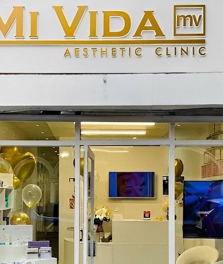 Front entrance of Mi Vida Aesthetic Clinic in Twickenham, England, GB, showcasing modern design.