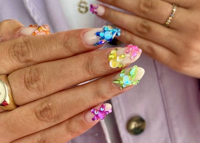 Detailed gem nail art at Ally B Nails, Aylesbury, England, GB.