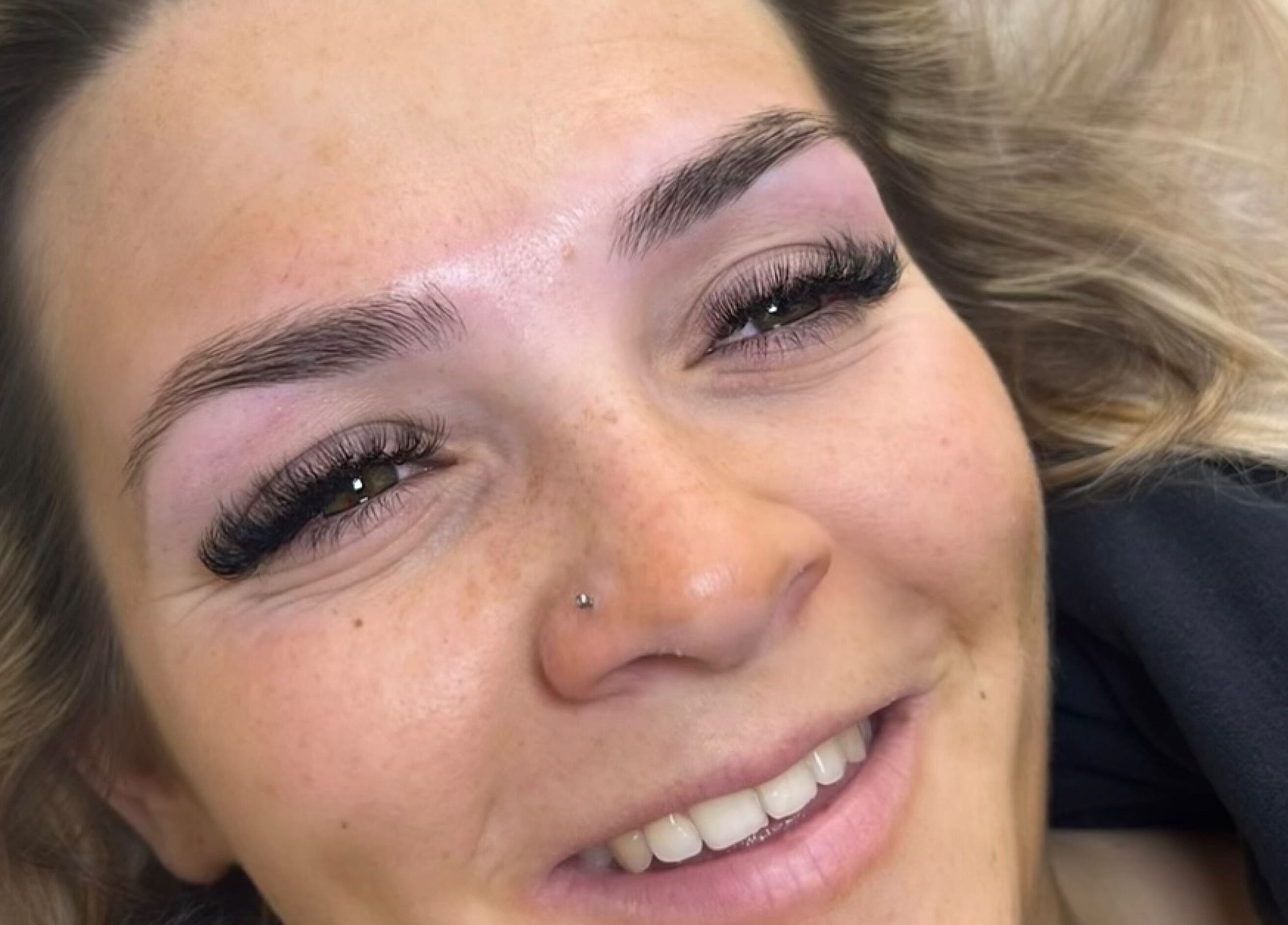 Close-up of lash extensions at Amy Eliza Lash & Brow Bar in Truro, England, GB.