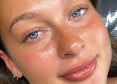 Close-up of a luminous skin glow treatment at Emily Marietta Barker, Glasgow, Scotland, GB.
