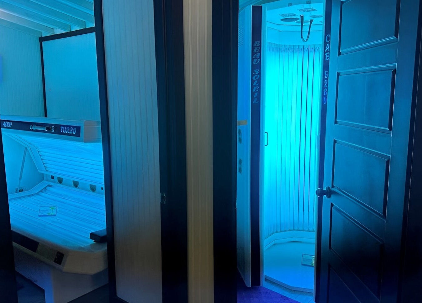 Cabines bronzantes modernes à Concept K, Saint-Zotique, Québec, CA, offrant un espace lumineux et relaxant.