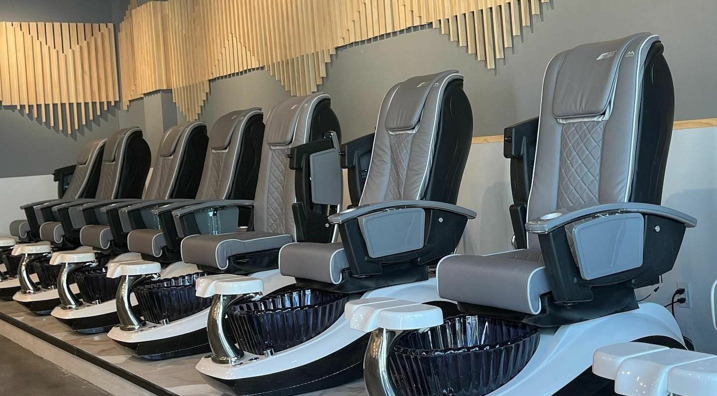Luxurious pedicure chairs at Crave Spa Westshore Marina in Tampa, Florida, US offer a serene spa experience.