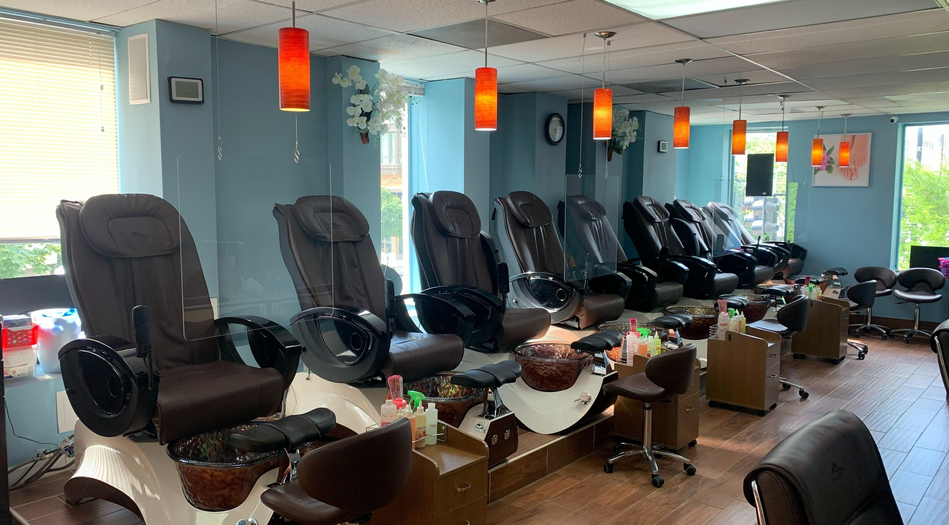 Elegant pedicure chairs at District Nails in Washington D.C, District of Columbia, US.