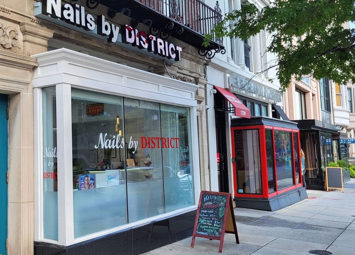 District Nails storefront in Washington D.C, showcasing elegant design at District of Columbia, US.
