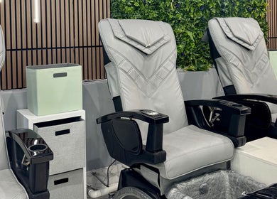 Luxurious pedicure chairs at Davie Nails in Davie, Florida, US offer comfort and style for a relaxing experience.