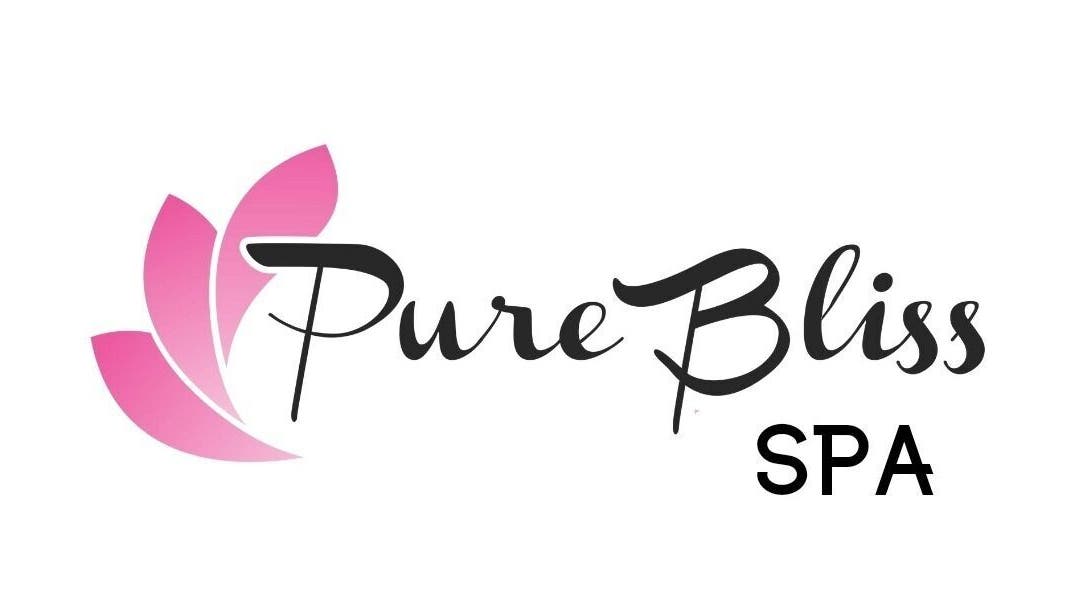 Pure Bliss Spa logo in pink and black, highlighting serenity in Brantford, Canada, CA.