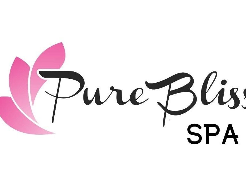 Pure Bliss Spa logo in pink and black, highlighting serenity in Brantford, Canada, CA.
