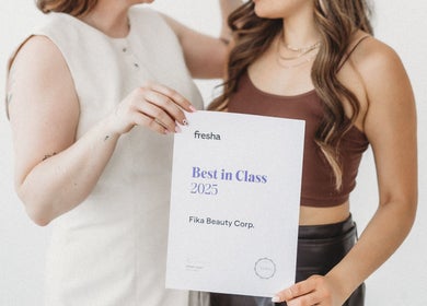Recognition at Fika Beauty West in Ottawa, Ontario, CA, showcasing a Best in Class 2025 award.