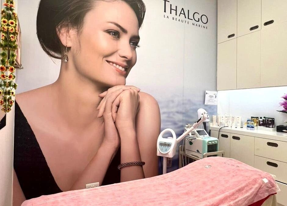 Treatment room at Companion Beauty Salon Umm Al Quwain Branch, Umm Al Quwain, AE, adorned with a floral theme.