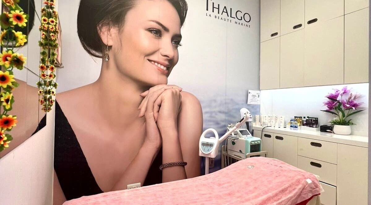 Treatment room at Companion Beauty Salon Umm Al Quwain Branch, Umm Al Quwain, AE, adorned with a floral theme.