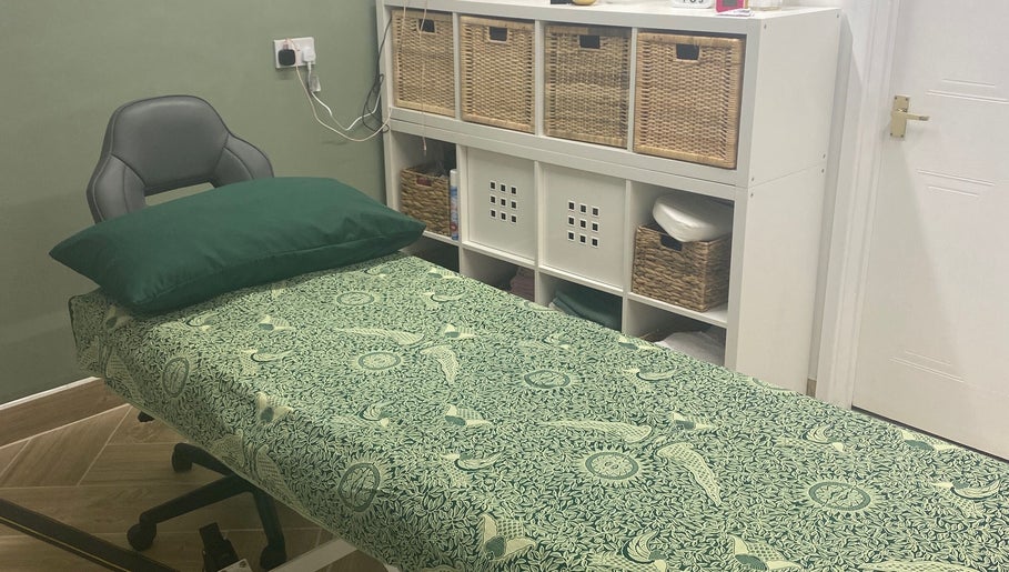 Calm therapy room at Balancing Touch Complementary Therapies, Risca, Wales, GB with soothing decor.