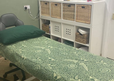 Calm therapy room at Balancing Touch Complementary Therapies, Risca, Wales, GB with soothing decor.