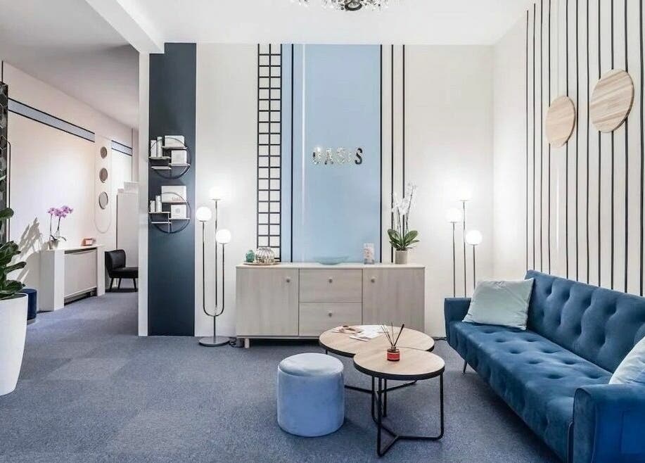 Chic lounge area at Oasis Amsterdam, Amsterdam, Noord-Holland, NL, with modern decor and plush seating.