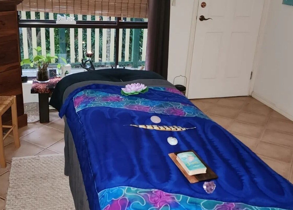 Massage therapy room at Earth Magic with Suzie Maxwell in Currumbin Waters, Queensland, AU.