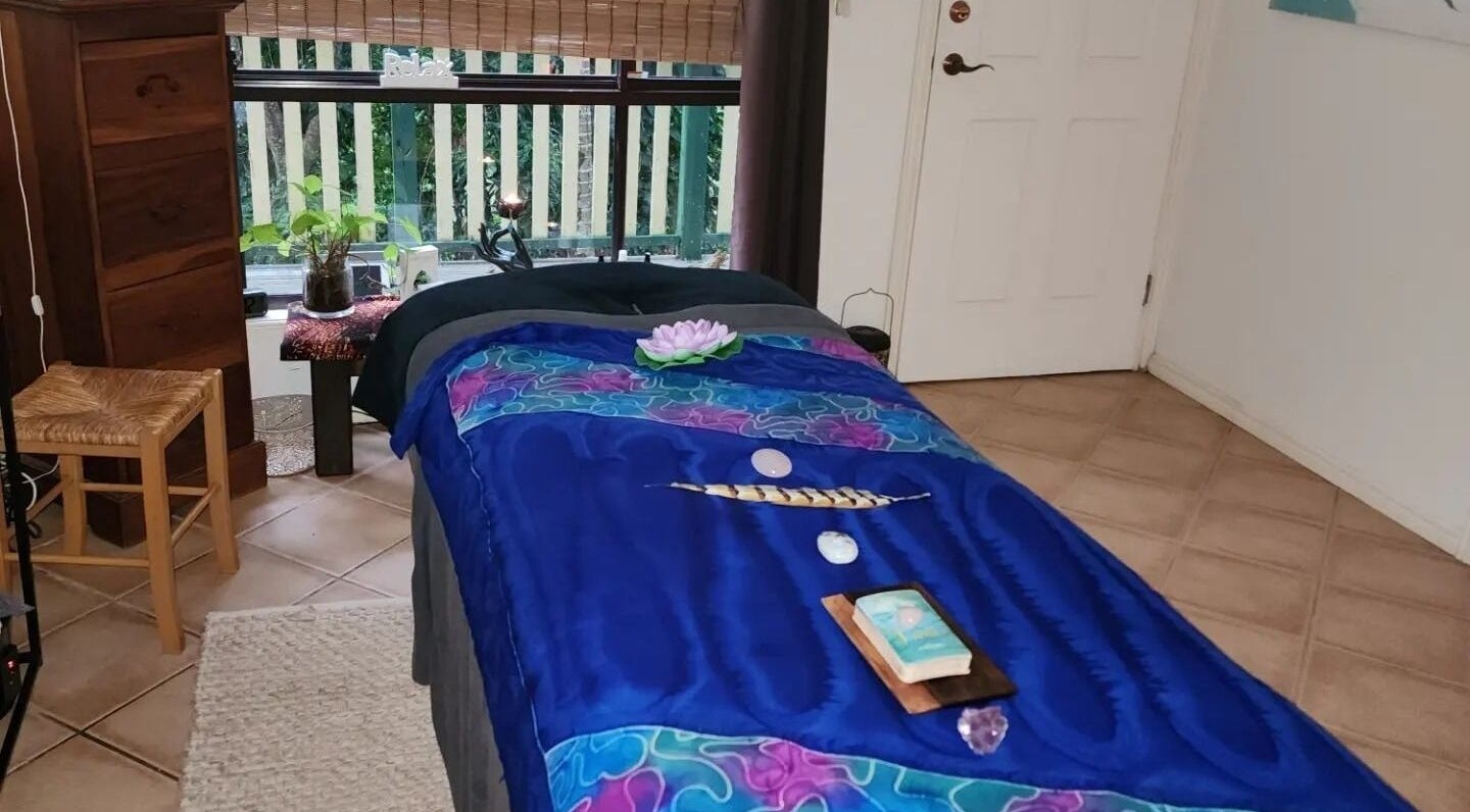 Massage therapy room at Earth Magic with Suzie Maxwell in Currumbin Waters, Queensland, AU.