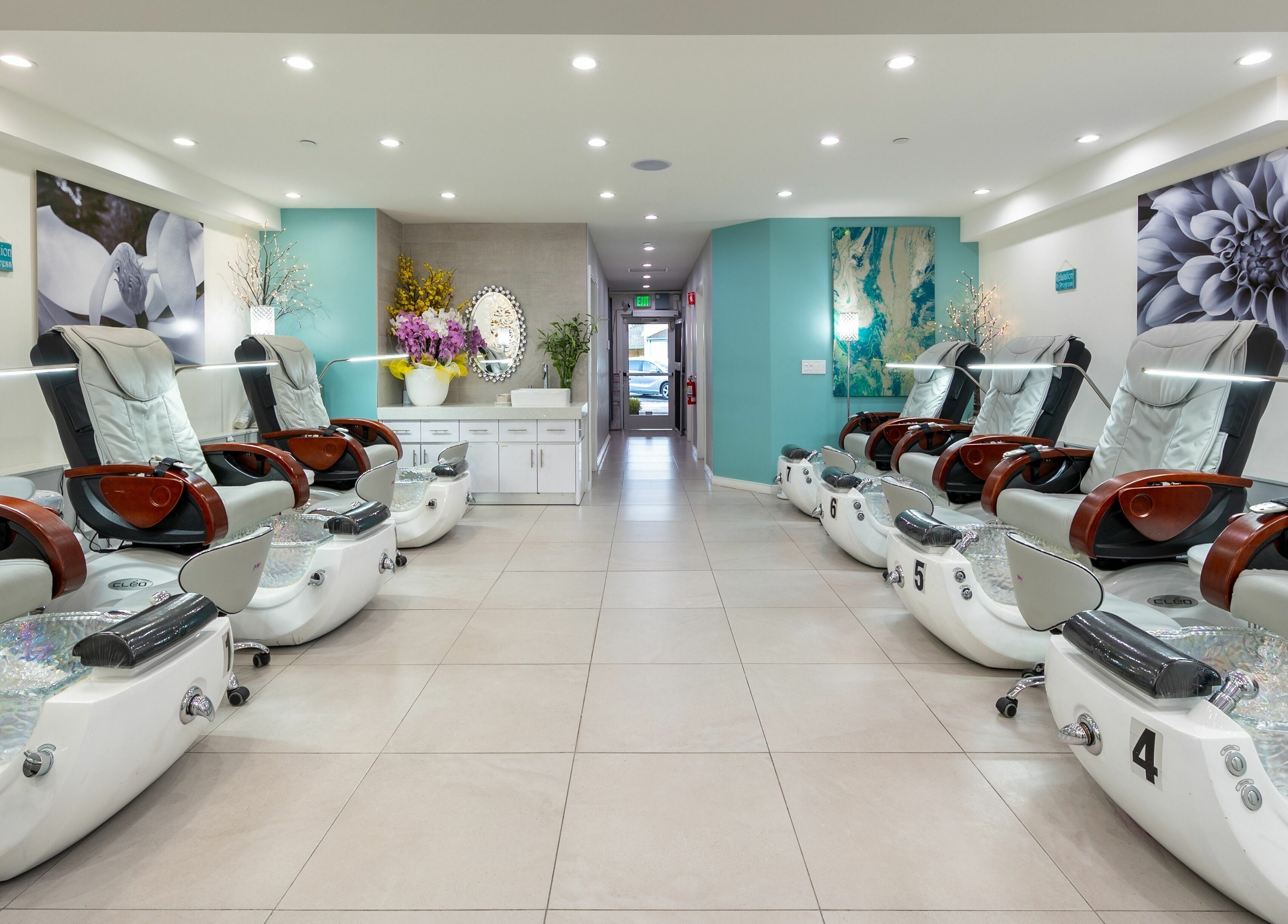 Luxurious pedicure chairs at The Nail Bar Los Altos, Los Altos, California, US, showcasing a serene atmosphere.