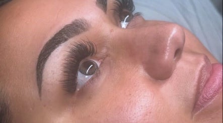 Close-up of eyelash extensions at Vela Lash Bar in Jacksonville, Florida, US.