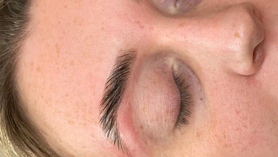 Close-up of professionally styled eyebrows at Lashed by Lexi, Greenock, Scotland, GB.