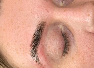 Close-up of professionally styled eyebrows at Lashed by Lexi, Greenock, Scotland, GB.