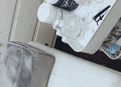 Lash tools and products at Lashed by Lexi, Greenock, Scotland, GB, organized on a trolley.