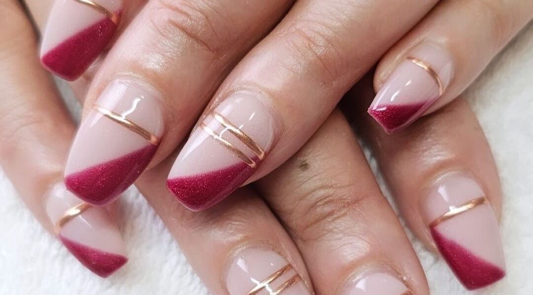 Chic burgundy and gold nails at Beautiful You - Nails and Beauty, Rotorua, Bay Of Plenty Region, NZ.