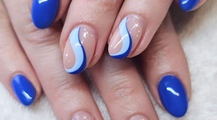 Elegant blue and white nail art at Beautiful You - Nails and Beauty, Rotorua, Bay Of Plenty Region, NZ.