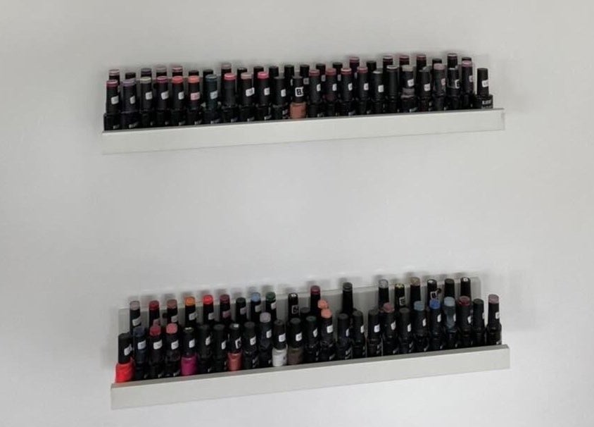 Colorful nail polish display at Belle's Boutique, East Grinstead, England, GB.