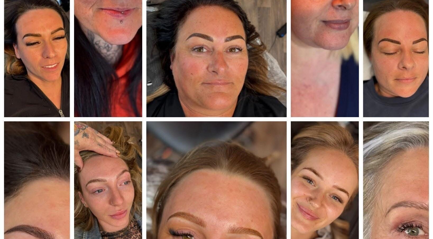 Collage of clients showcasing diverse beauty treatments at G’s Beauty Boutique, Bromsgrove, England, GB.