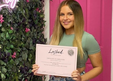 Graduation at Lashed By Rachel Emma with certificate in Cradley Heath, England, GB.
