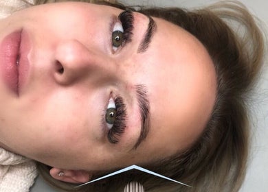 Close-up of eyelash extensions at Lashes and Brows by Katy, Gloucester, England, GB.