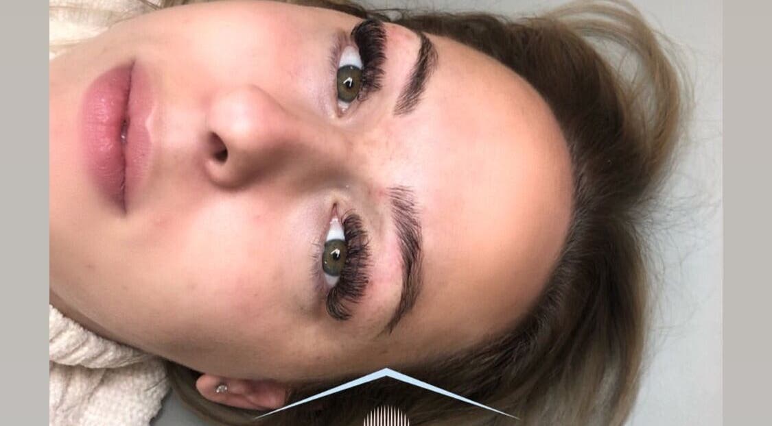 Close-up of luxurious eyelash extensions at Lashes and Brows by Katy, Gloucester, England, GB.
