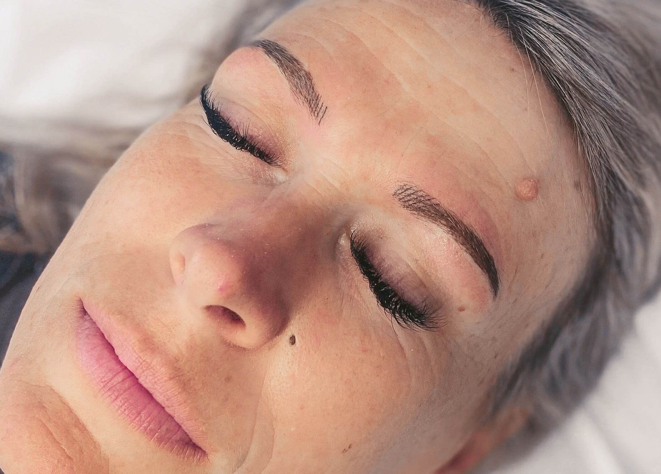 Close-up of expertly done lashes and brows at Lashes and Brows by Katy in Gloucester, England, GB.