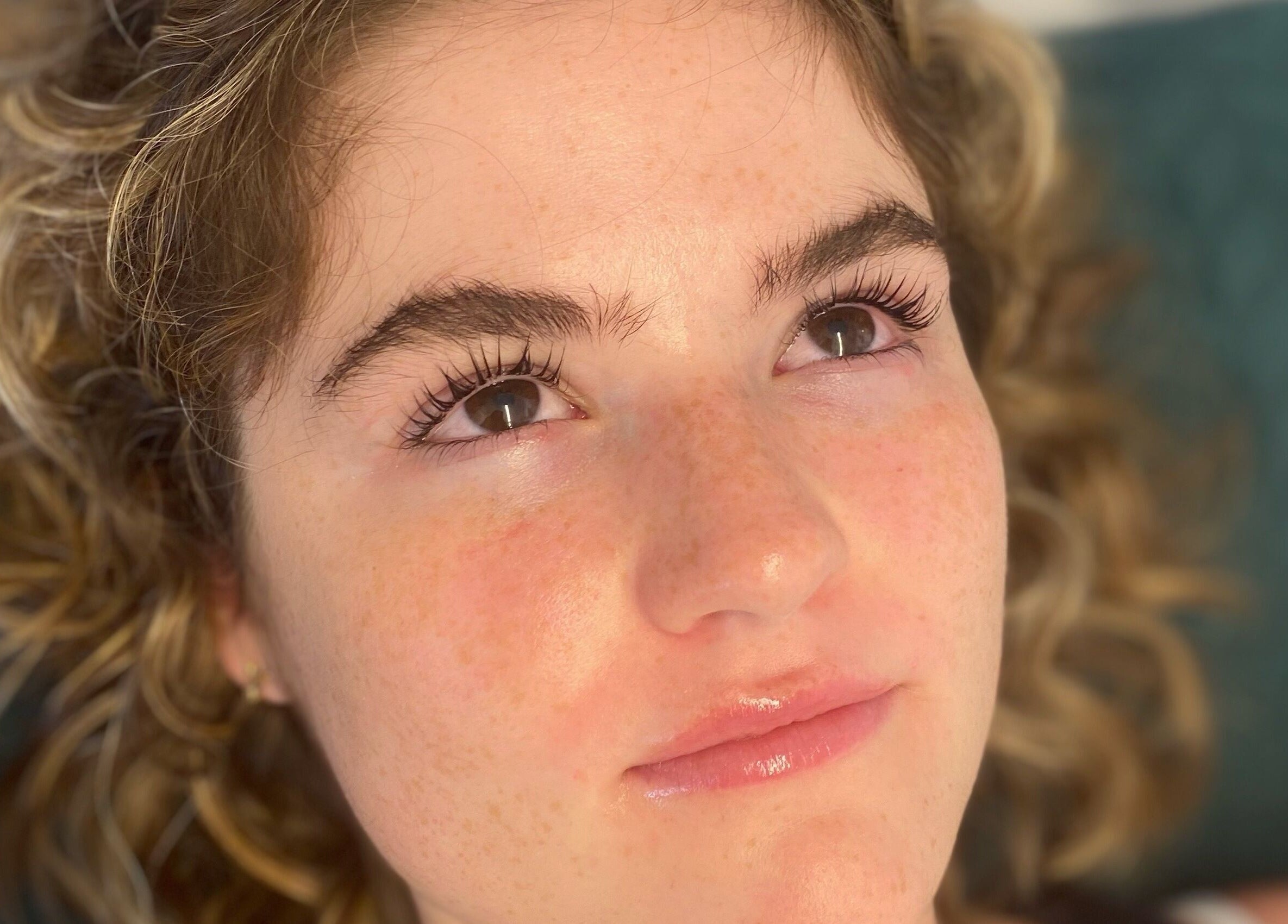 A satisfied client with enhanced lashes at Lashes and Brows by Katy, Gloucester, England, GB.