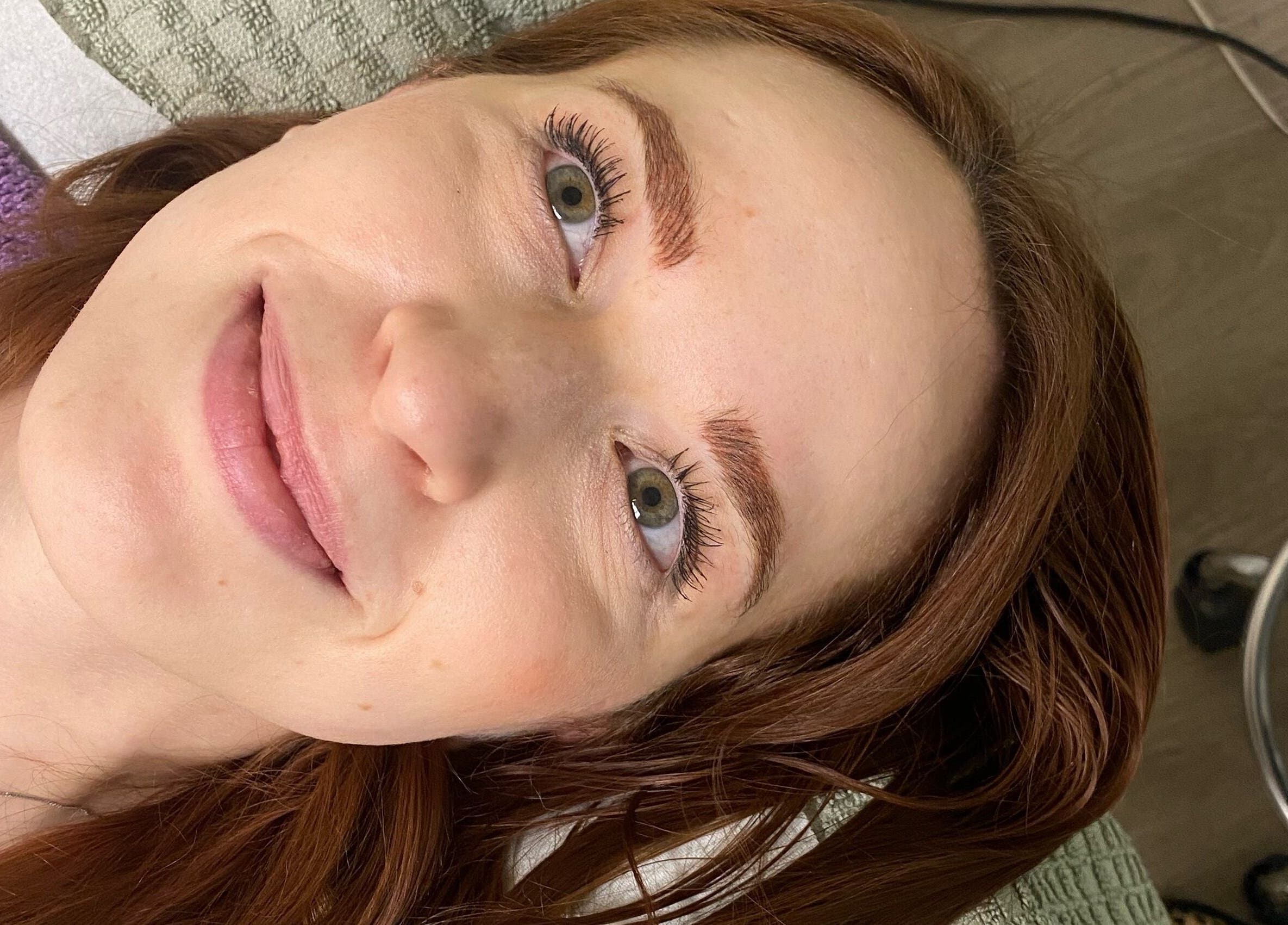 Client with styled lashes at Lashes and Brows by Katy, Gloucester, England, GB. Bright, fresh look.